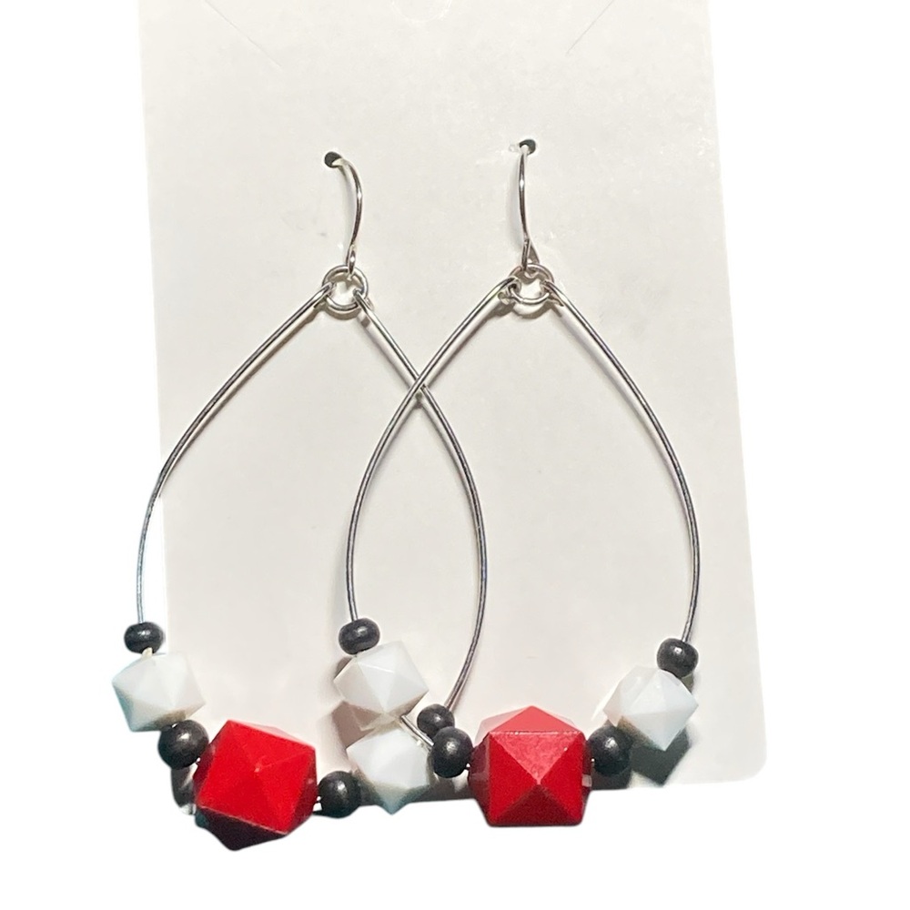 ✨3 for $15✨ Red, White, and Black Beaded Dangle Earrings